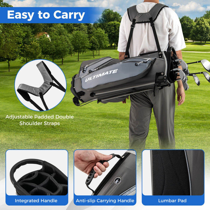 Men's Complete Golf Clubs Package Set 10 Pieces Includes Alloy Driver Grey