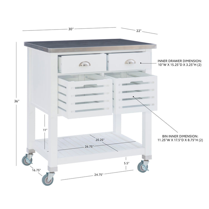 Robbin Wood Kitchen Bar Cart Storage - White