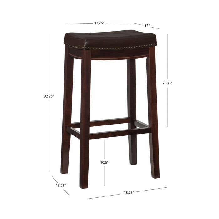 Claridge Faux Leather Backless Barstool - Browm