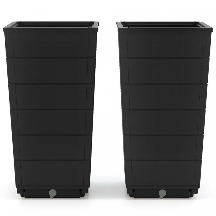 Costway 23" Tall Planter Set Of 2 For Indoor/ Outdoor Use Large Self-watering Plant Pot Black