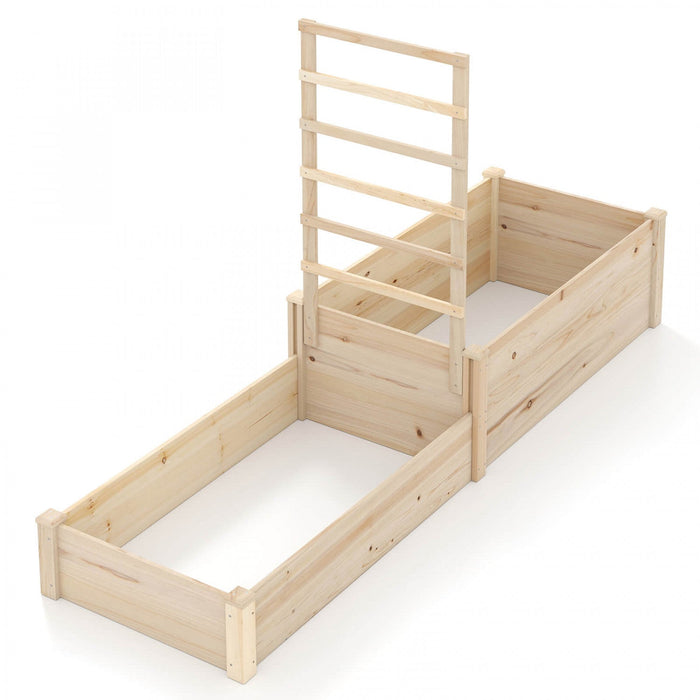 Costway 87" Raised Garden Bed With Trellis 2 Planter Boxes Open-ended Base For Patio