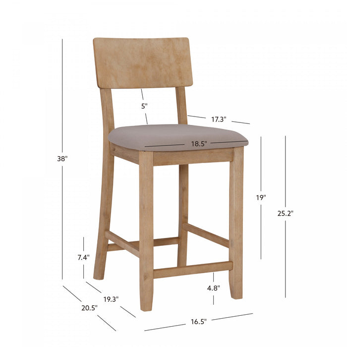 Jorissen Linen-Look Fabric Counter-Height Stool - Grey