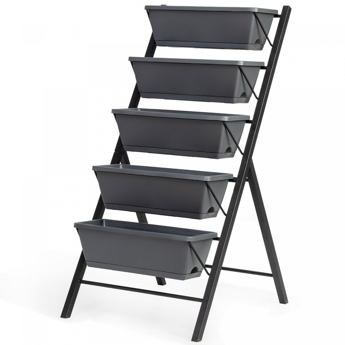 Costway Set Of 2 4 Ft Vertical Raised Garden Bed 5-tier Planter Box For Patio Balcony