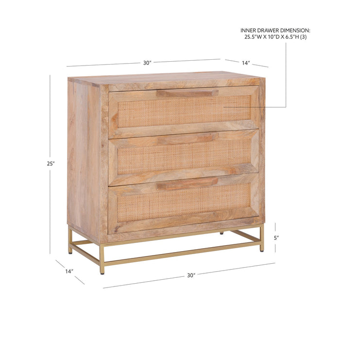 Janie 3-Drawer Rattan Accent Cabinet - Natural