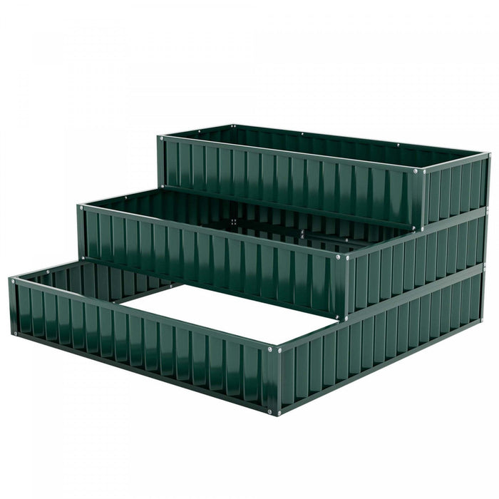 Costway 2 Pcs 3-tier Raised Garden Bed,47" X 47" X 24" Metal Outdoor Elevated Planter Box Green