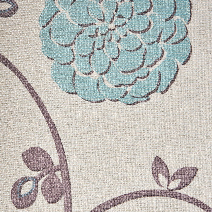 Catherine Linen-look Fabric Accent Chair With Wood Legs - White and Blue 