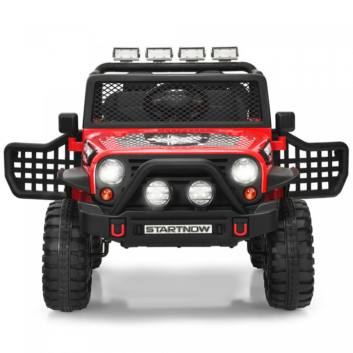 Costway 12v Kids Ride On Truck Remote Control Electric Car W/lights&music Red
