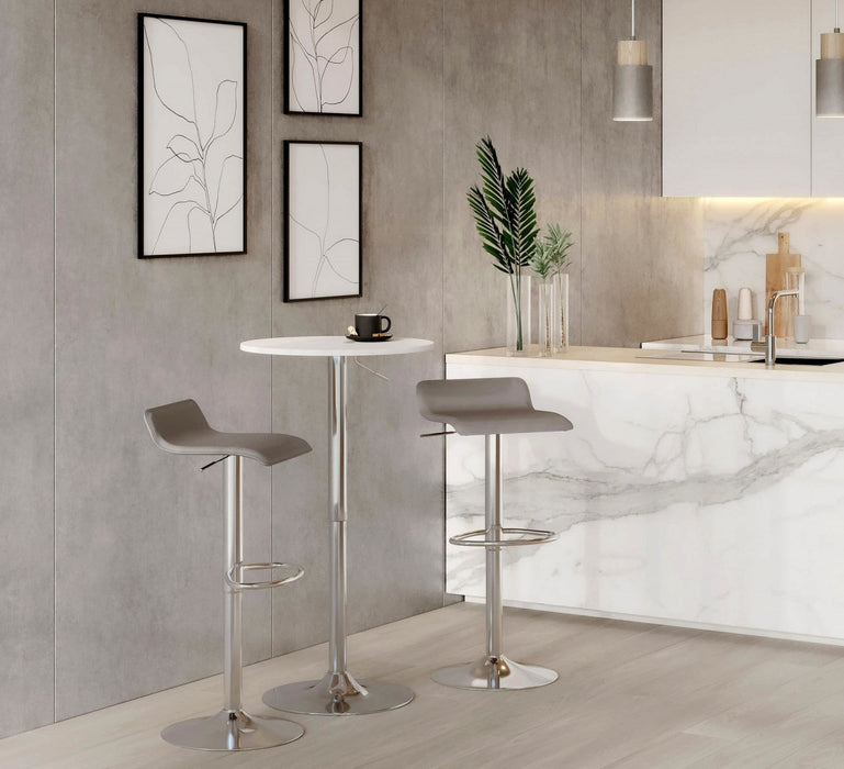 LumiSource Ale Grey Fabric Contemporary Adjustable Height Barstool with Swivel - Set of 2