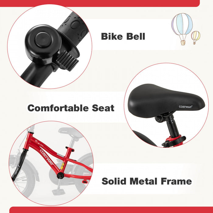Costway 12" Kids Bike For 3-4 Years Old Boys & Girls With Adjustable Seat Handbrake Reflectors Red