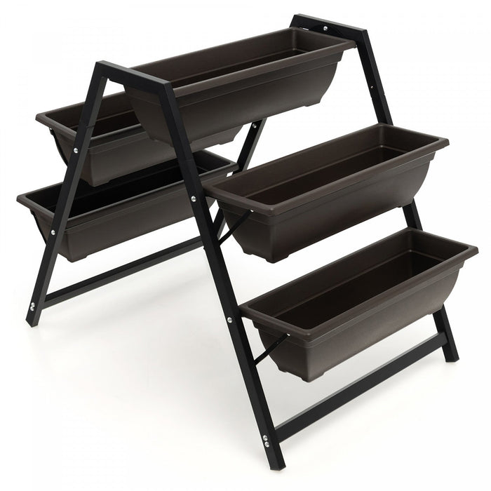 Costway 31"h Raised Garden Bed 3-tier Vertical Planter W/5 Plant Boxes Indoor Outdoor