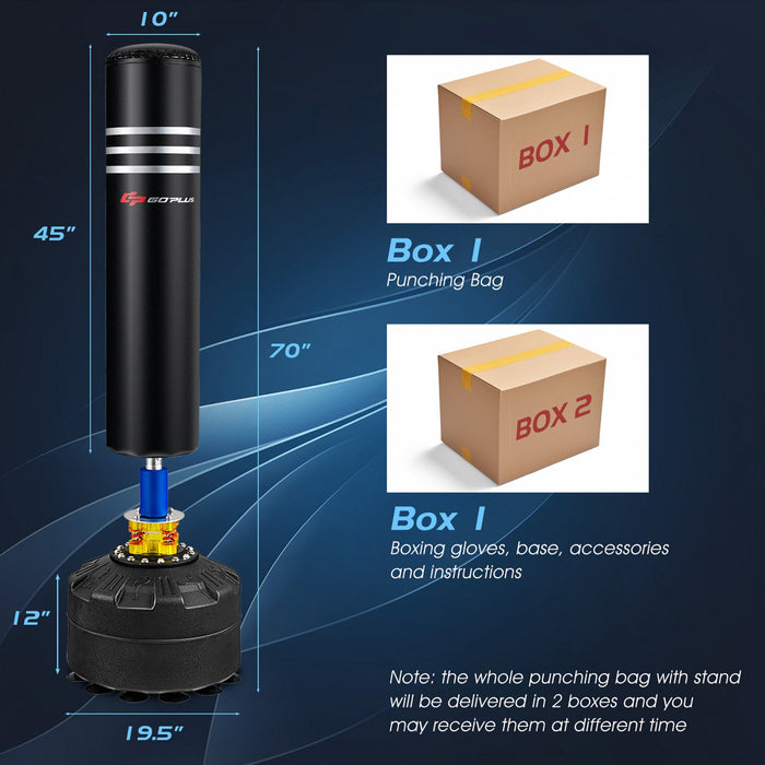 Goplus 70" 220lbs Freestanding Punching Boxing Bag W/12 Suction Cup Base Shock Absorber