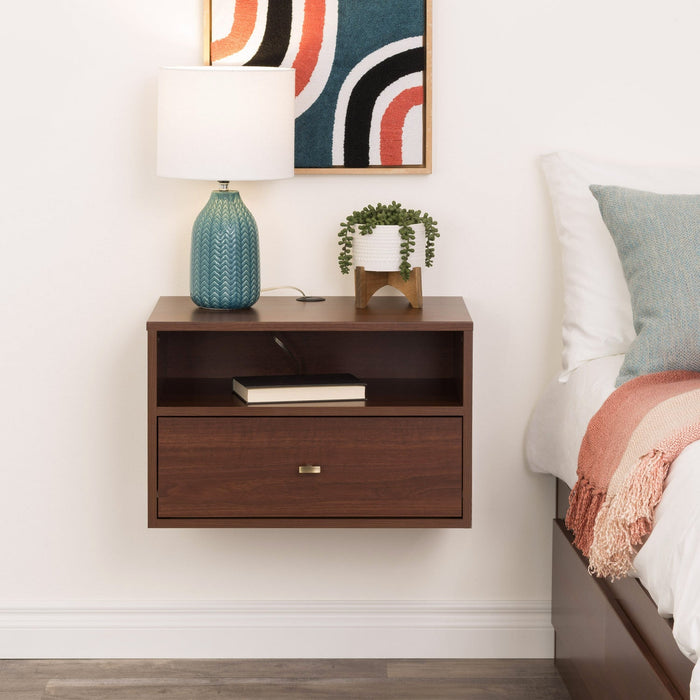 Floating Shelf with Drawer - Espresso
