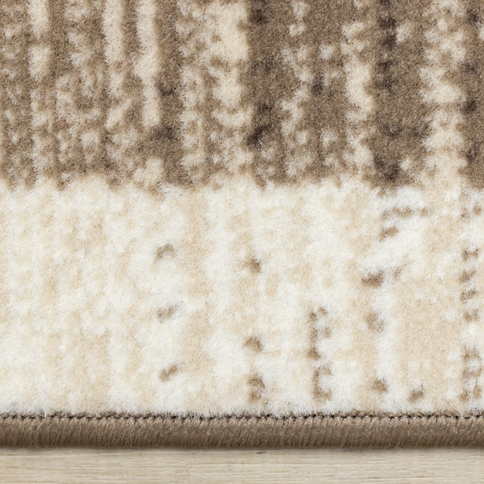 Forte Brown Beige Cream Abstract Geometric Design Area Rug - 5'3\" x 7'5\"