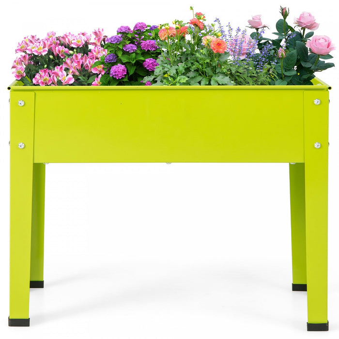 Costway 24" Raised Garden Bed With Legs Metal Elevated Planter Box Drainage Hole Backyard Green