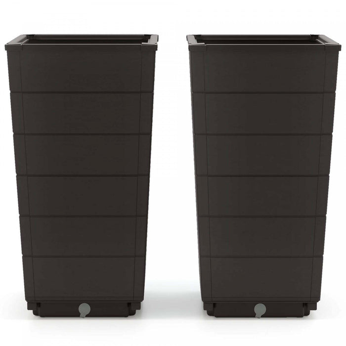 Costway 23" Tall Planter Set Of 2 For Indoor/ Outdoor Use Large Self-watering Plant Pot Brown