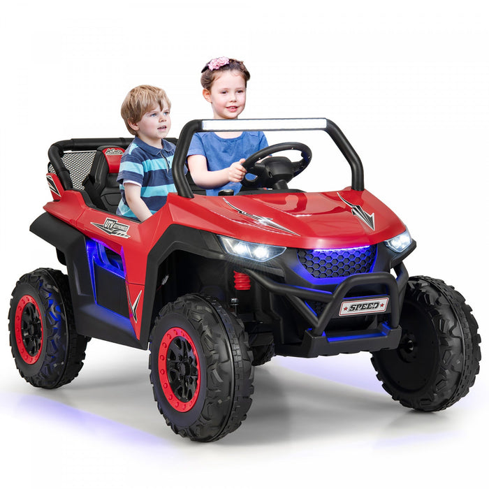 Costway 12v 2-seater Kids Ride On UTV RC Electric Vehicle Suspension W/ Lights & Music