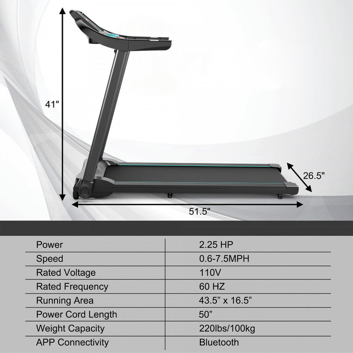 Superfit 2.25hp Electric Running Machine Treadmill Bluetooth Speaker App Control