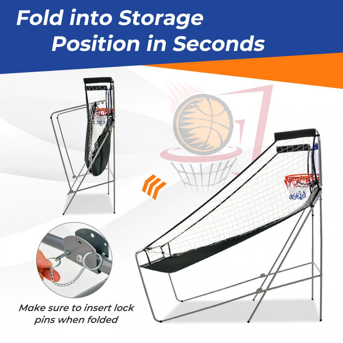 Costway Dual Shot Basketball Arcade Game With 8 Game Modes Electronic Scoring Blue
