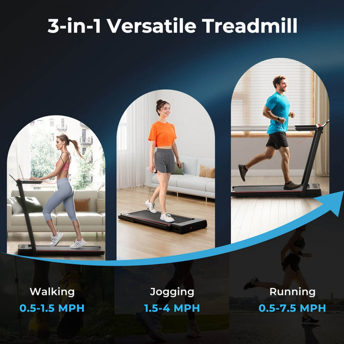 Goplus 3-in-1 Foldable Treadmill With Removable Desk Workstation Remote Control Black