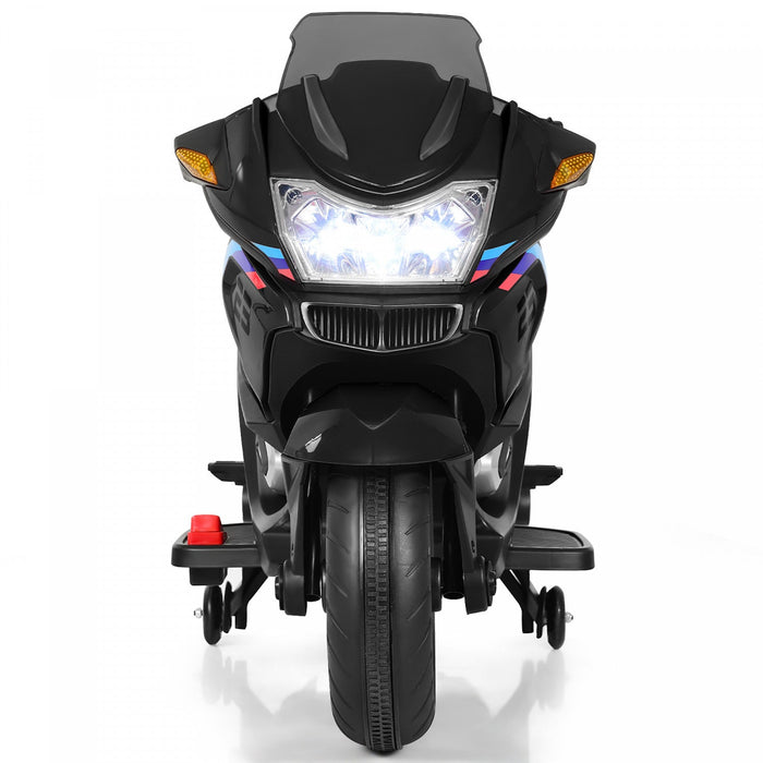 Costway 12v Kids Ride On Motorcycle Electric Motor Bike W/ Training Wheels & Light Black