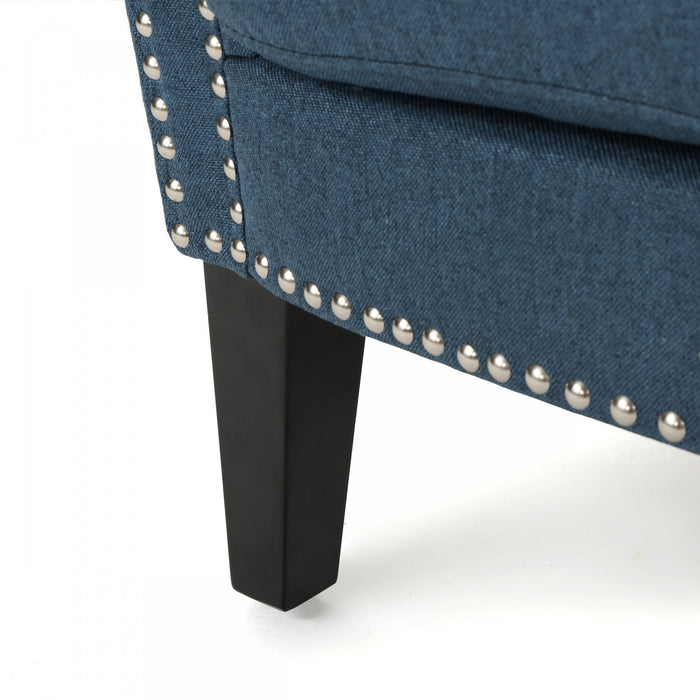 Mason Fabric Chair With Wood Legs And Nailhead Trim - Navy Blue 