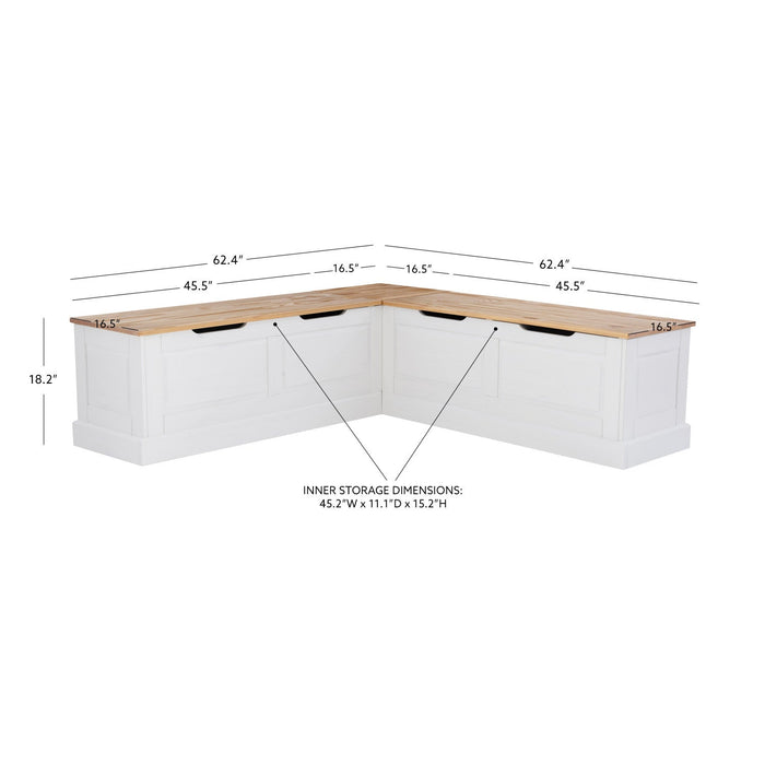 Tobin Backless Corner Nook Dining Bench - Natural and White