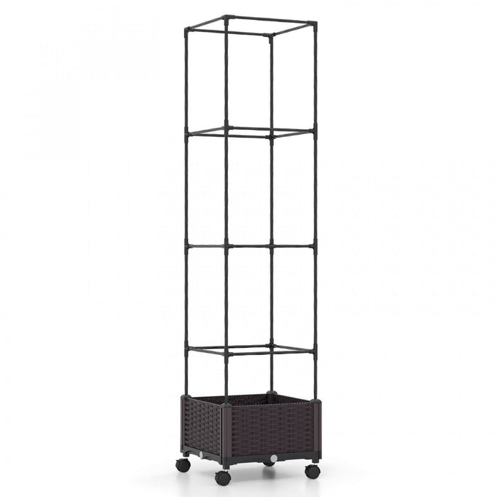 Costway 1 Pcs 67" Planter Raised Garden Bed With Planter Box &trellis Adjustable Height