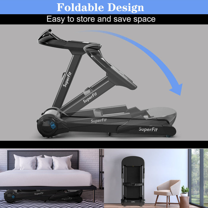 Superfit 2.25hp Folding Treadmill Running Machine W/app Heart Rate