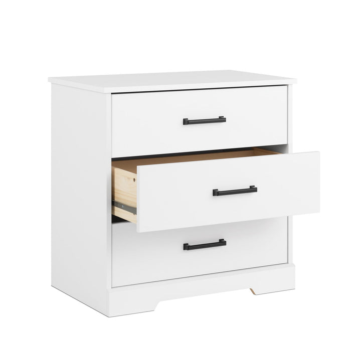 Prepac Rustic Ridge Farmhouse 3-Drawer Nightstand - White