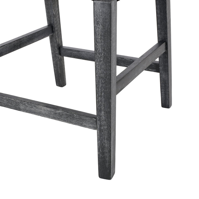 Lewis 26\" Seat Height Counter Stool With Upholstered Fabric And Solid Wood Legs - Charcoal 