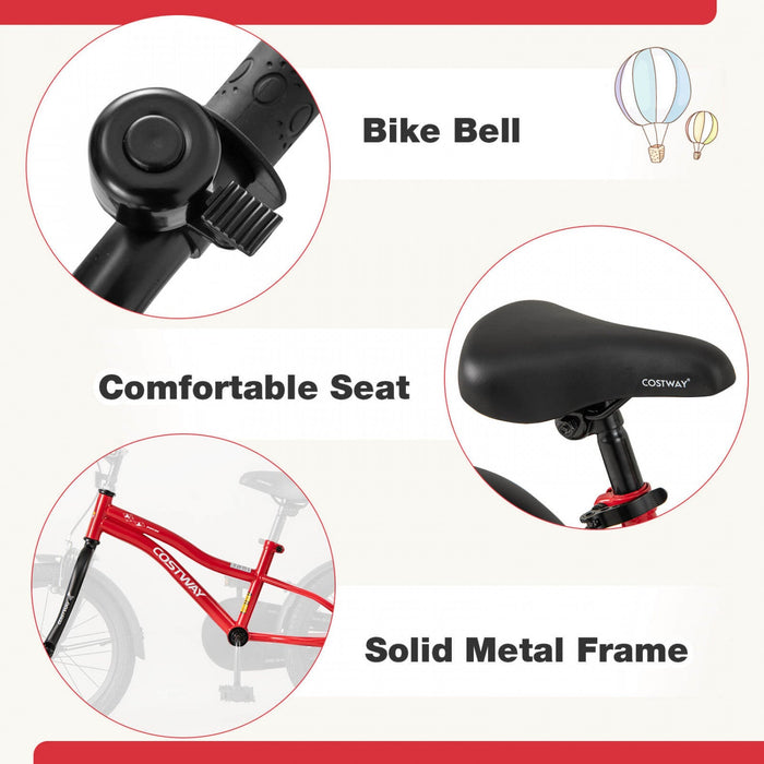 Costway 16" Kids Bike For 4-7 Years Old Boys & Girls With Adjustable Seat Handbrake Reflectors Red