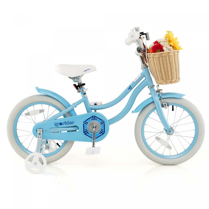Prorider 16" Kid's Bike With Training Wheels Adjustable Handlebar Seat Handbrake Blue