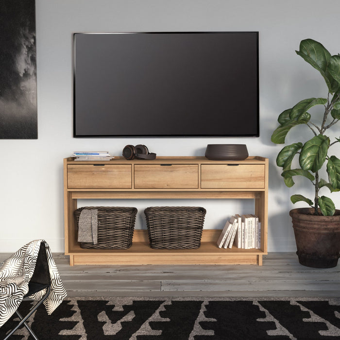 Prepac Simply Modern Buffet Console with 3 Drawers - Natural Oak