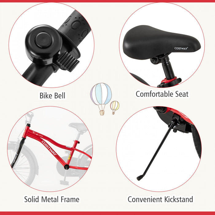 Costway 18" Kids Bike For 4-8 Years Old Boys & Girls With Adjustable Seat Handbrake Reflectors Red