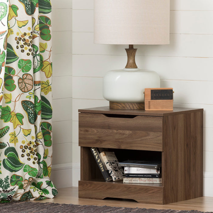 Holland 1-Drawer Nightstand - Natural Walnut 