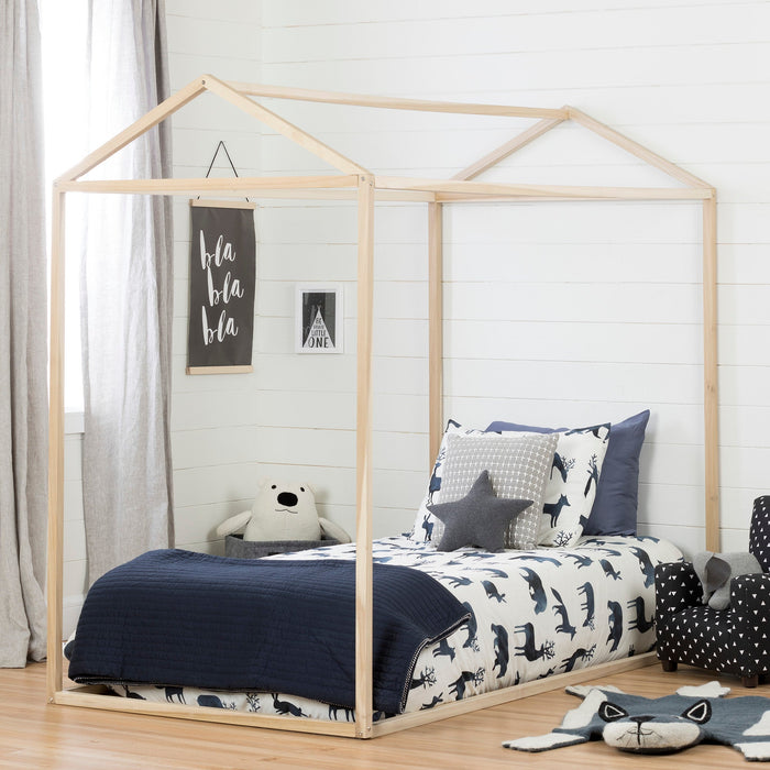 Sweedi Twin House Bed - Natural Wood 