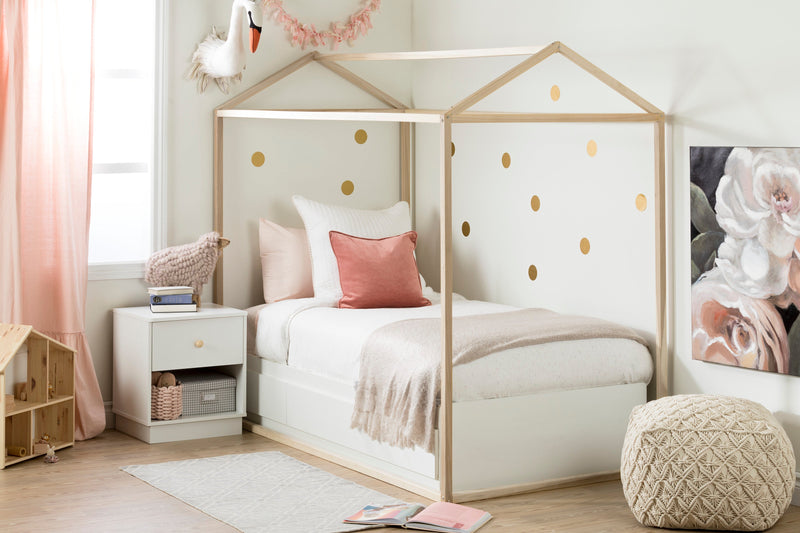 Sweedi Twin House Bed - Natural Wood 