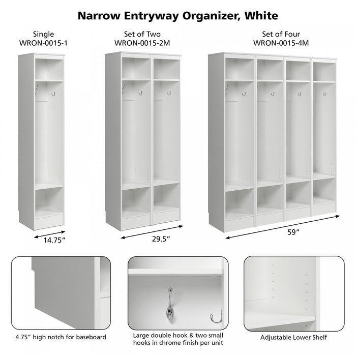 Narrow Entryway Organizer - White