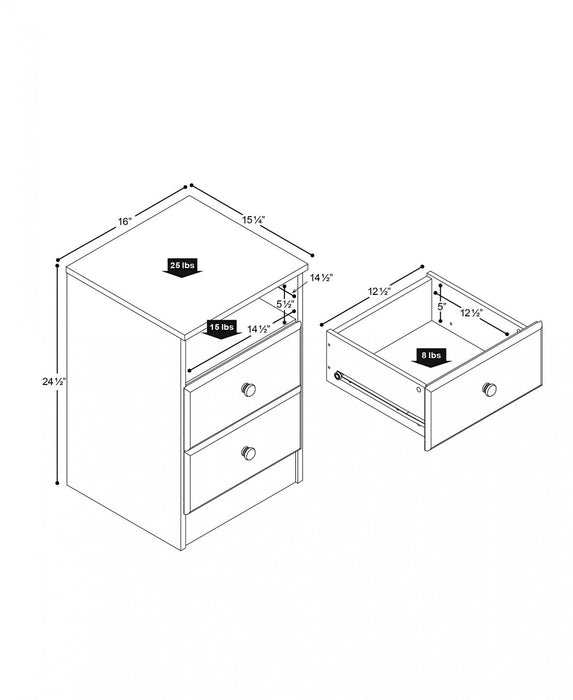 Astrid Kids 2-Drawer Nightstand - White