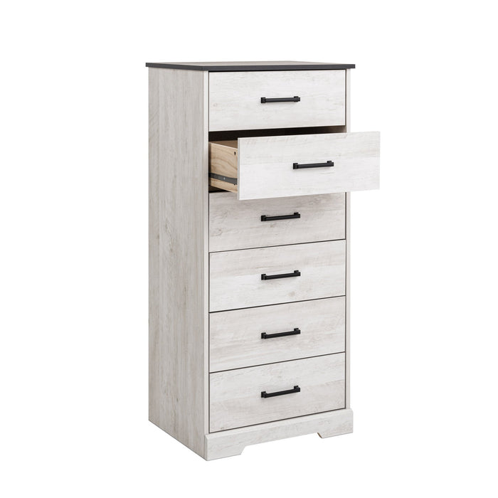 Prepac Rustic Ridge 23.75\" 6-Drawer Dresser - Washed White