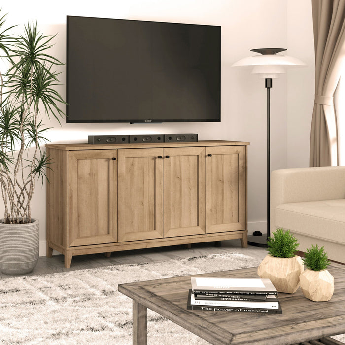 Prepac Yaletown 4-Door Buffet Console - Natural Oak