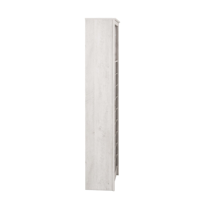 Rustic Ridge Farmhouse Shoe Storage Cabinet - Washed White