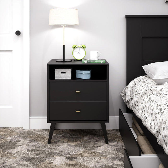 Milo 2-Drawer Tall Nightstand - Black