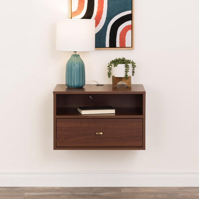 Floating Shelf with Drawer - Espresso