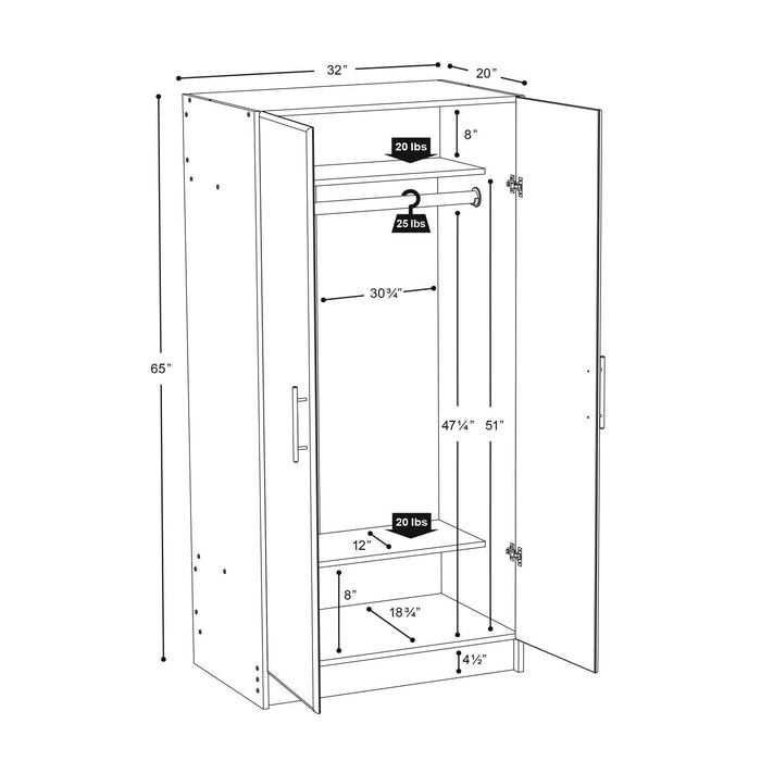 Elite 32\" Wardrobe Cabinet - Black
