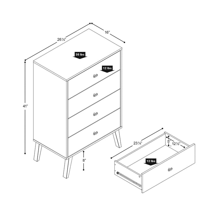 Milo Tall 4-Drawer Chest - Cherry