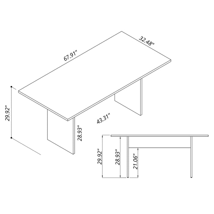 Manhattan Comfort Nomad 67.91\" Modern Dining Table - Grey