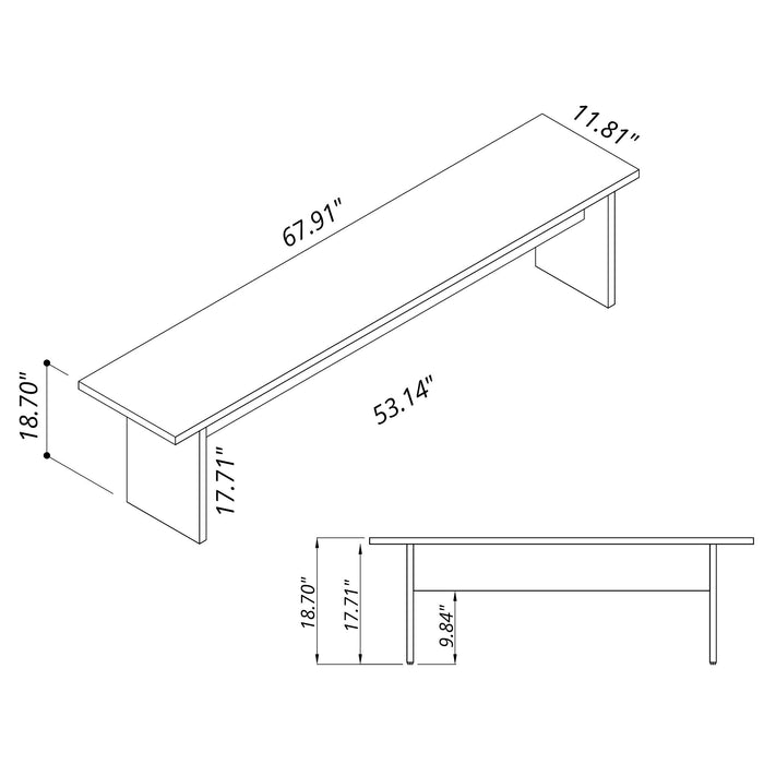 Manhattan Comfort Nomad 67.91\" Modern Dining Bench - Tatiana Midnight Blue