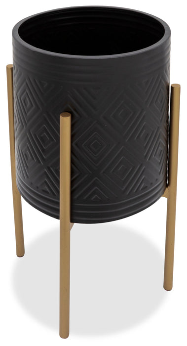 Black and Gold Aztec Iron Planter - Set of 2
