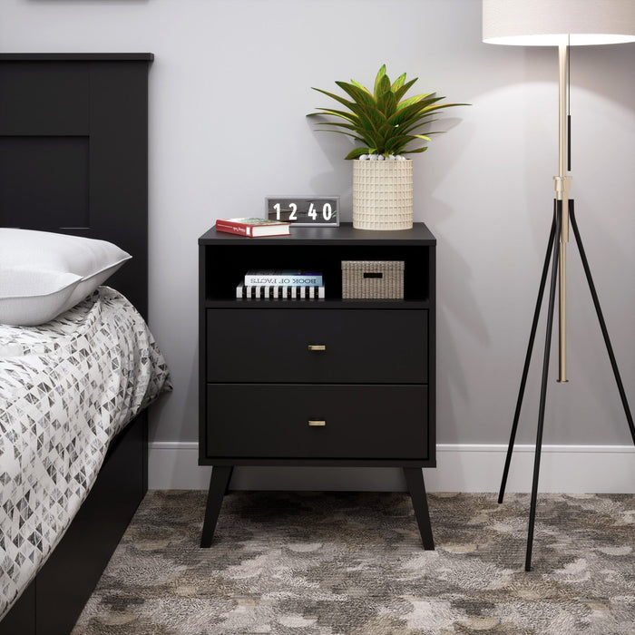 Milo 2-Drawer Tall Nightstand - Black